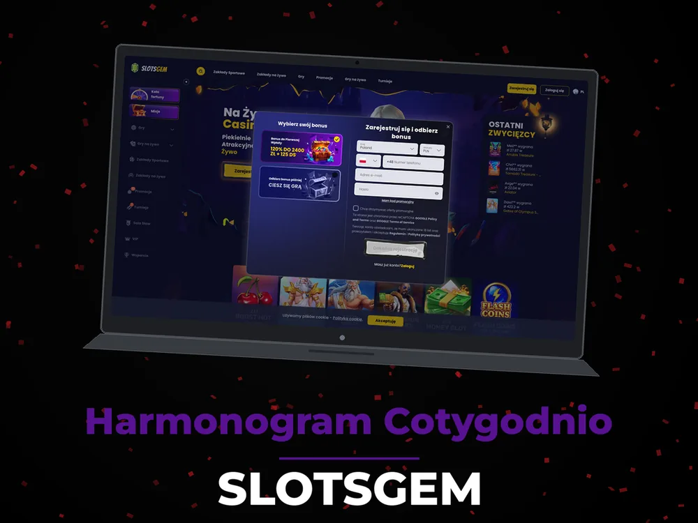 Slotsgem - Harmonogram Cotygodnio